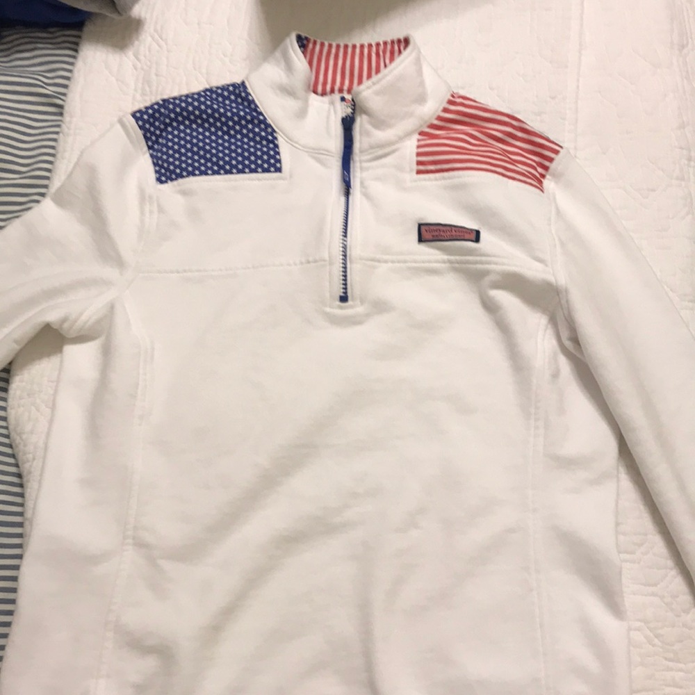 Red, white and blue shep shirt